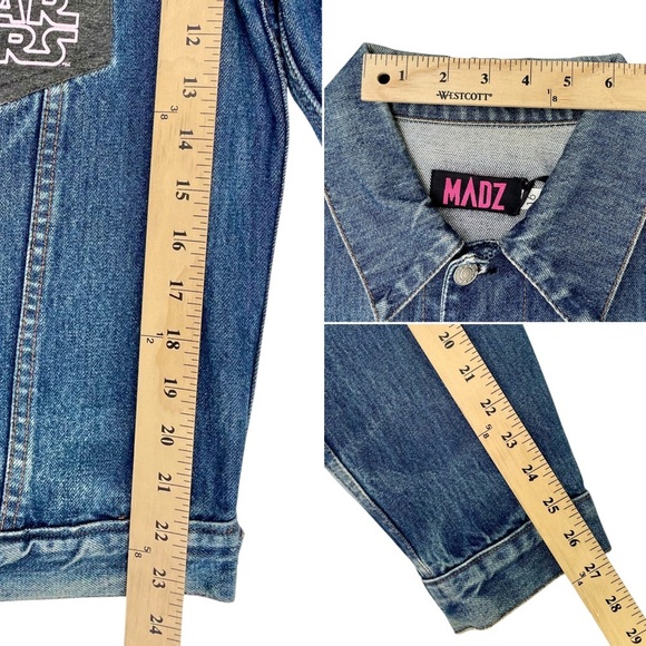 Star Wars Stormtrooper Denim Jacket Upcycled Geek Boxy Plus Size 16 Slowfashion - Picture 15 of 15